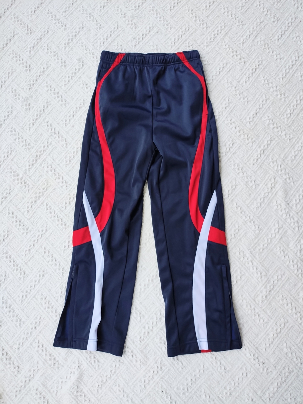 GTM Sportswear Kids Navy Track Pants with Red & White Accent, Size S